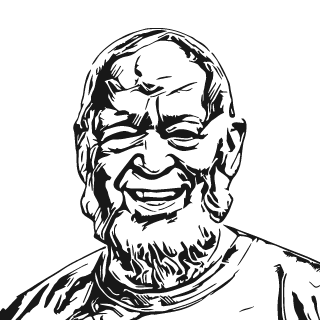 Mugshot of funky farmer Michael Eavis who doesn’t want the Hull band Starlarker trembling all over his crops