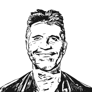 Mugshot of svengali Simon Cowell who has never heard of the Hull band Starlarker